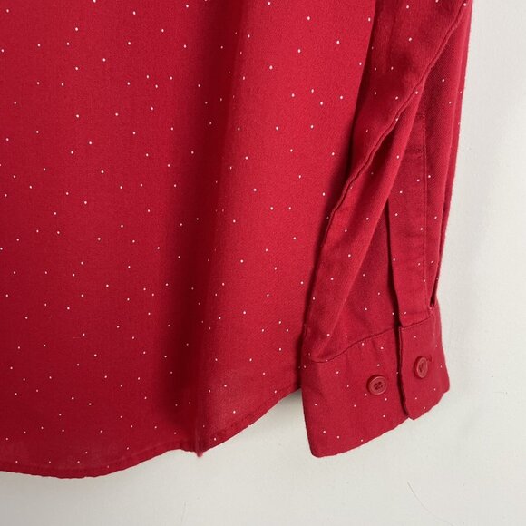Uniqlo Womens XS Red Polka Dot Button Up Shirt Long Sleeve Top Blouse - Picture 9 of 10